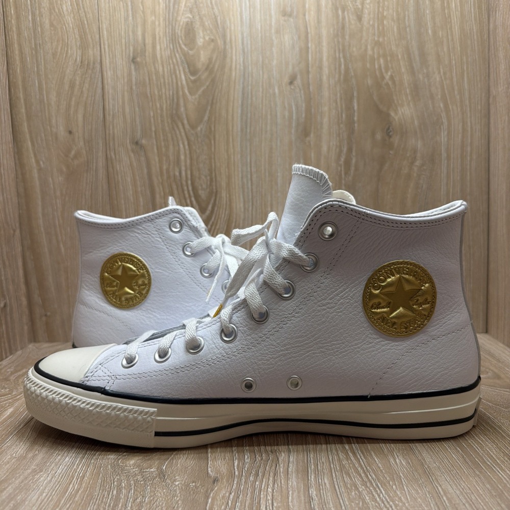 Converse Chuck Taylor All Star Pro High Leather White/Gold Size 9.5 A11940c New